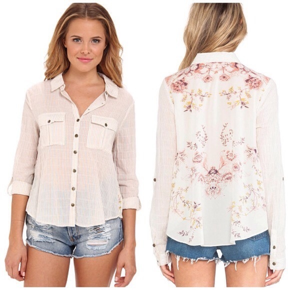 Free People Tops - (Free People) ‘Party in the Back’ Button Down Top